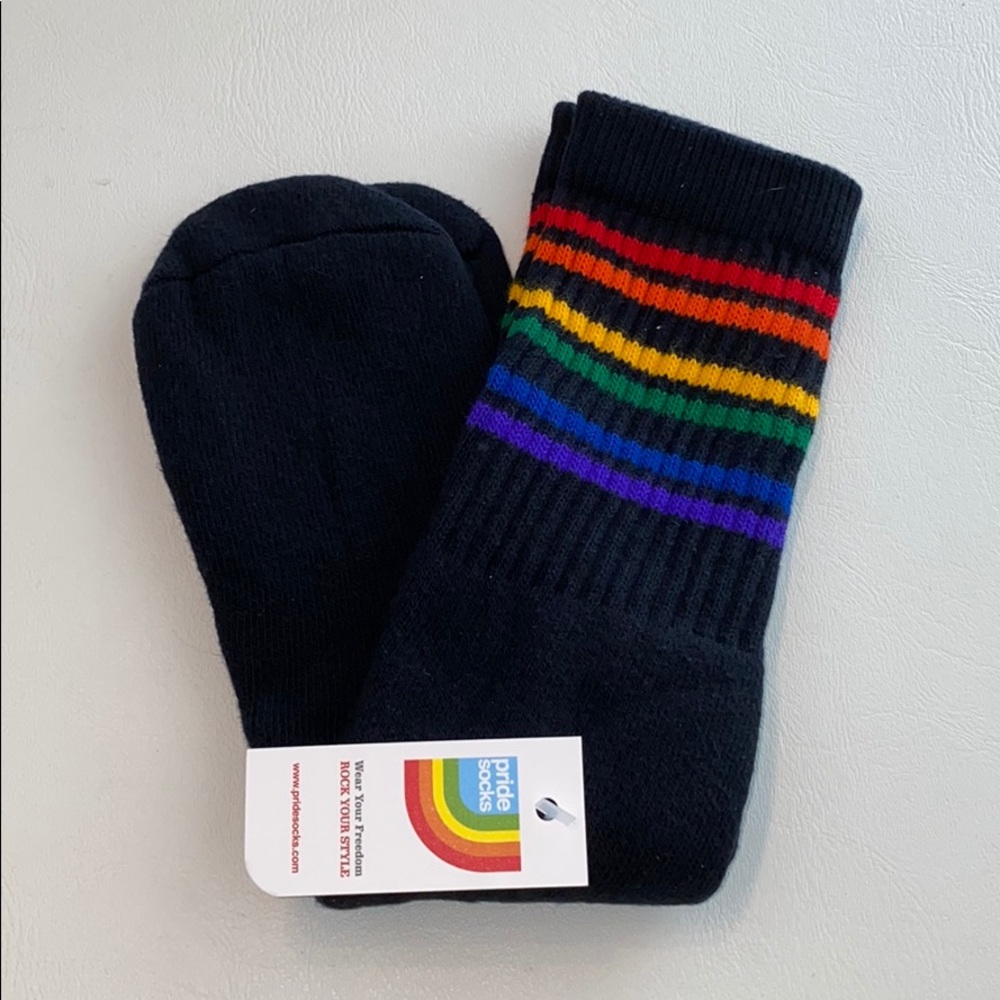 Rainbow Black Tube Socks